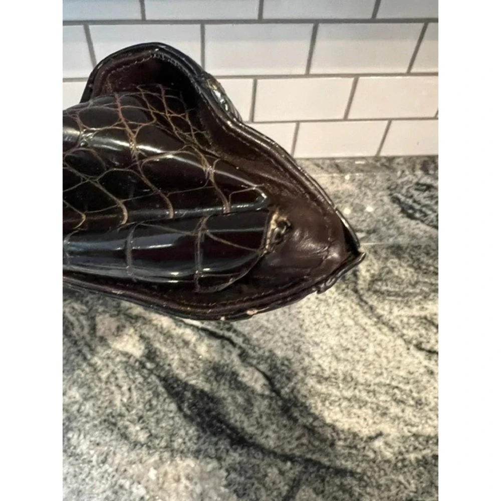 Vintage Calbert Italy Crocodile Belly Handbag Brown Cocco Bidente Turnlock FLAW